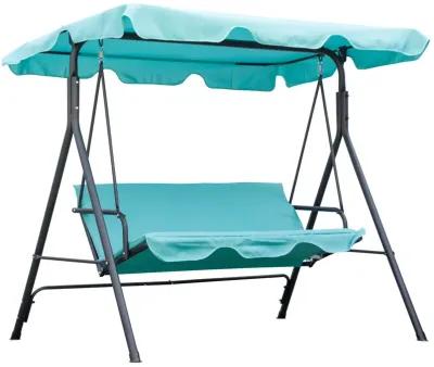 Green Patio Relaxation: 3-Person Porch Swing Chair with Canopy