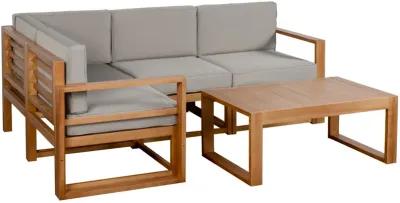 Grey Garden Conversation: 5-Seater Wood Outdoor Sectional Set