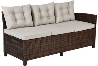 3 Pieces Hand-Woven Rattan Outdoor Sofa Set with Dining Table