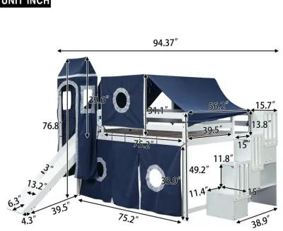 Merax Loft Bed with Tent and Tower