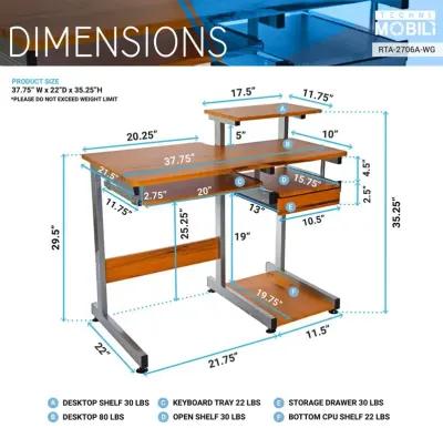 Complete Computer Workstation Desk. Color: Woodgrain