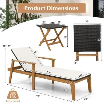 Outdoor Rattan Chaise Lounge Chair with Armrests for Patio Relaxation and Reclining