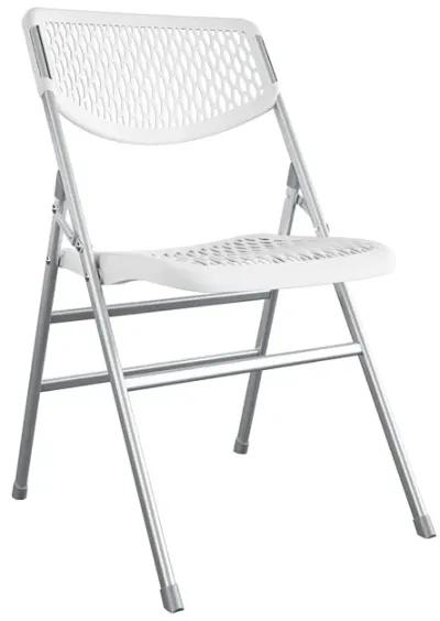 COSCO Commercial Plastic Mesh Folding Chairs, 4-Pack, White