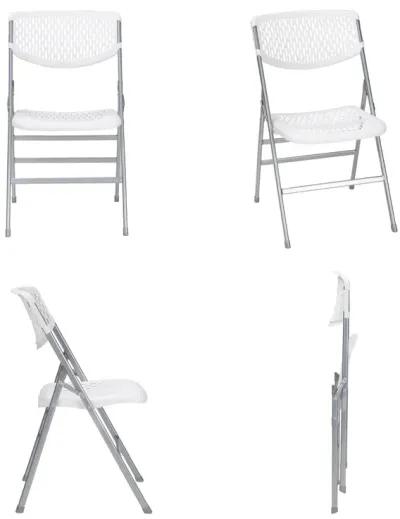 COSCO Commercial Plastic Mesh Folding Chairs, 4-Pack, White