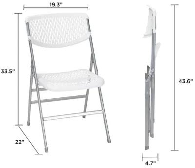 COSCO Commercial Plastic Mesh Folding Chairs, 4-Pack, White