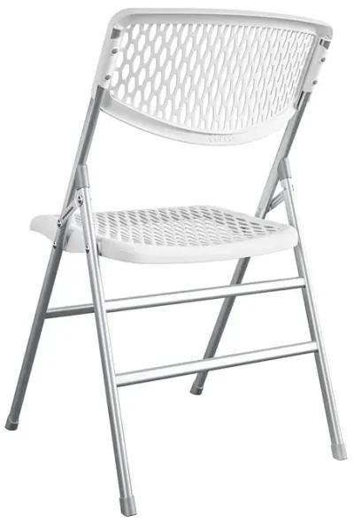 COSCO Commercial Plastic Mesh Folding Chairs, 4-Pack, White