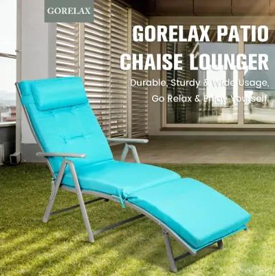 Adjustable Outdoor Lightweight Folding Chaise Lounge Chair with Pillow