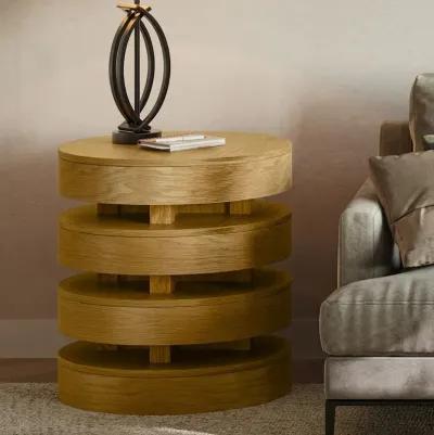 Jofran Brix Mid-Century Modern Floating Sculpture Layered Round End Table