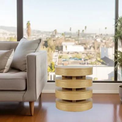 Jofran Brix Mid-Century Modern Floating Sculpture Layered Round End Table