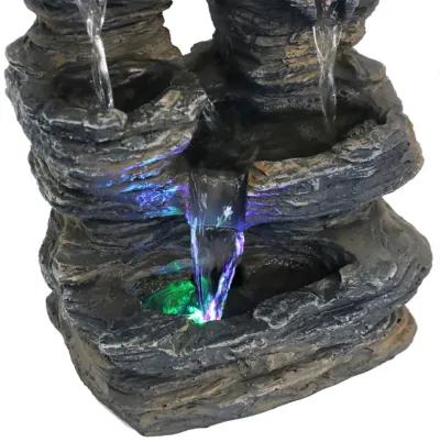 Sunnydaze Five Stream Polyresin Indoor Fountain with Color LEDs - 13.5 in