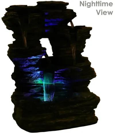 Sunnydaze Five Stream Polyresin Indoor Fountain with Color LEDs - 13.5 in