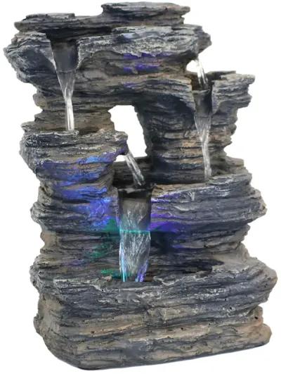 Sunnydaze Five Stream Polyresin Indoor Fountain with Color LEDs - 13.5 in