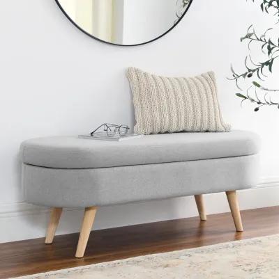 Ottoman Oval Storage Bench, Rubberwood Legs