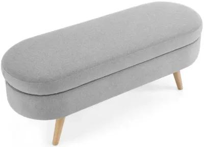 Ottoman Oval Storage Bench, Rubberwood Legs