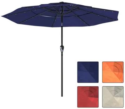 Mondawe 10 ft. 3-Tier Outdoor Patio Market Umbrella with Double Air Vent and Push Button With LED Light