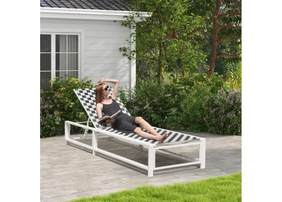 Hivvago Outdoor Adjustable Patio Chaise Lounge Chair with Wheels and Sturdy Metal Frame