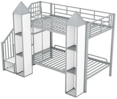 Merax Castle-shaped Bunk Bed with Wardrobe