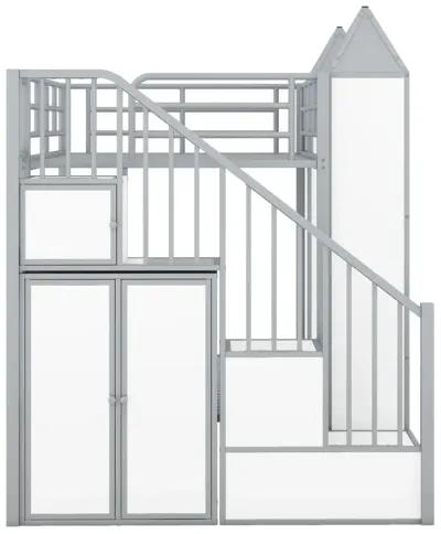 Merax Castle-shaped Bunk Bed with Wardrobe