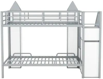 Merax Castle-shaped Bunk Bed with Wardrobe