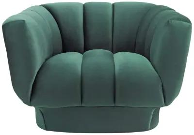 Modway Entertain Vertical Channel Tufted Performance Velvet Accent Lounge Armchair in Green