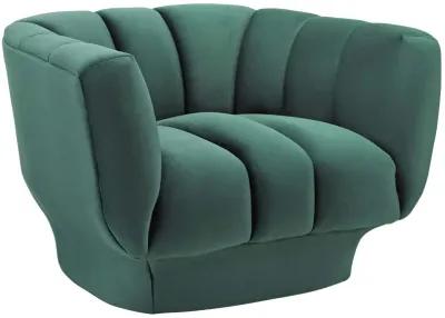 Modway Entertain Vertical Channel Tufted Performance Velvet Accent Lounge Armchair in Green