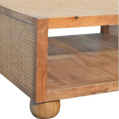 Larissa Large Solid Wood Rattan Coffee Table