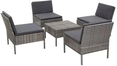 vidaXL 5 Piece Garden Sofa Set with Cushions Poly Rattan Gray