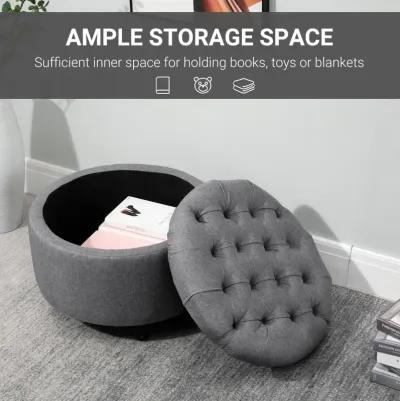 Upholstered Linen Storage Stool Button Tufted Door Stool Small Furniture