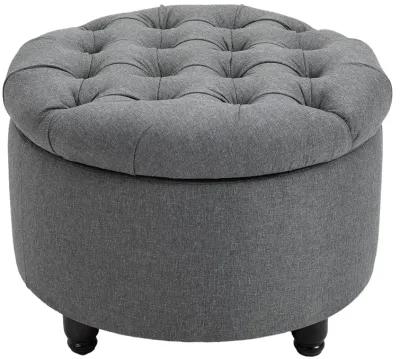 Upholstered Linen Storage Stool Button Tufted Door Stool Small Furniture