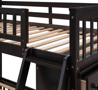 Merax Wooden Bunk Bed with 6 Drawers