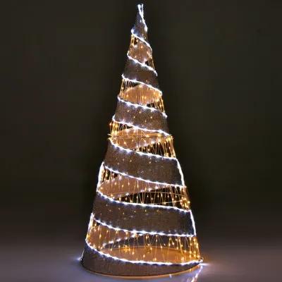 5 Feet Pre-lit Christmas Cone Tree with 300 Warm White and 250 Cold White LED Lights