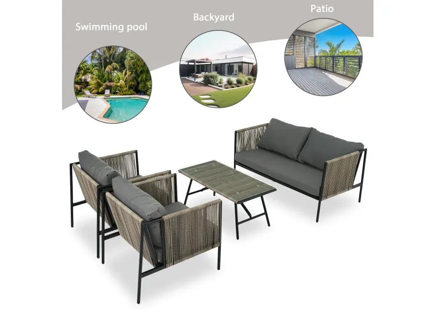 Merax Outdoor Rope Sofa Set  4 Pieces