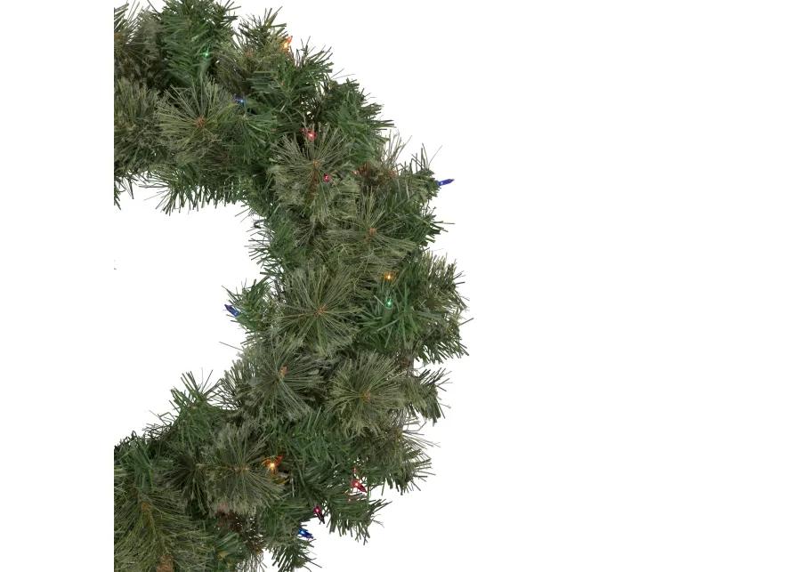 Pre-Lit Oregon Cashmere Pine Artificial Christmas Wreath  24-Inch  Multi Lights