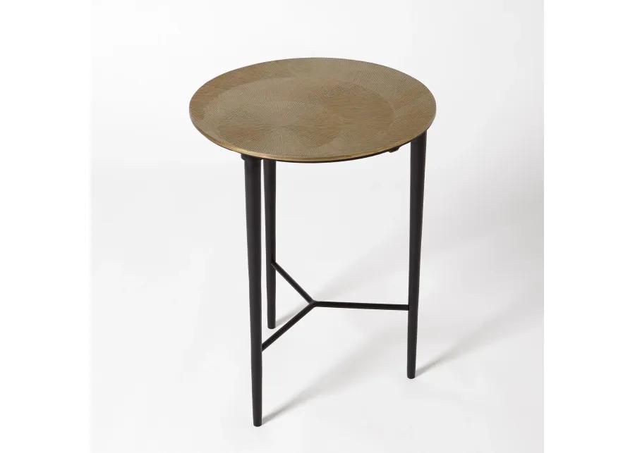 Circle Etched Accent Table-Brass