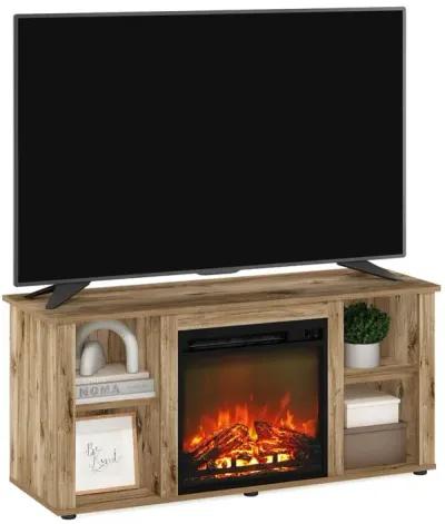 Jensen Entertainment Center TV Stand with Fireplace, Flagstaff Oak