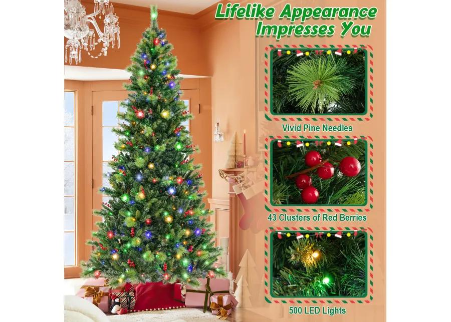 Pre-Lit Artificial Christmas Tree with 300/400/500 LED Lights-8 ft