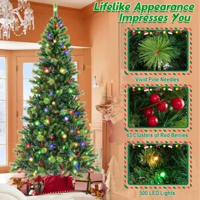 Pre-Lit Artificial Christmas Tree with 300/400/500 LED Lights-8 ft