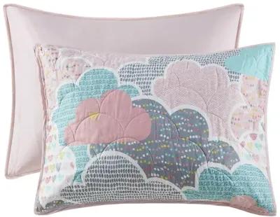 Gracie Mills Eowyn Whimsical Cloud 5-Piece Reversible Cotton Quilt Set with Decorative Pillows