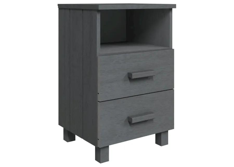 Bedside Cabinets HAMAR 2 pcs Dark Gray 15.7"x13.8"x24.4" Solid Wood