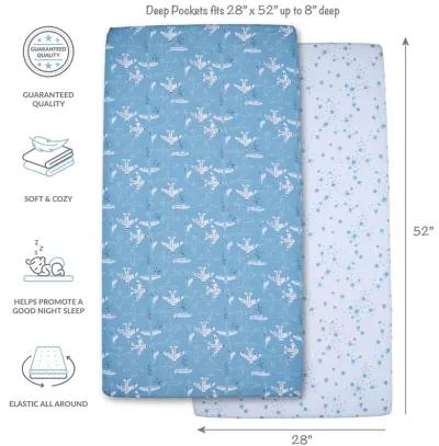 Bedtime Originals Airplane/Stars Aviation 2-Pack Fitted Crib/Toddler Sheet Set