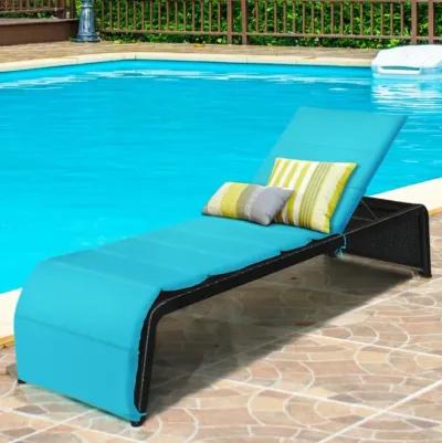 Hivvago Adjustable Patio Rattan Lounge Chair with Cushioned