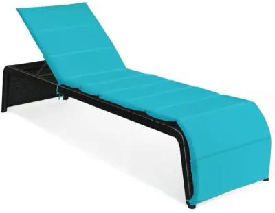 Hivvago Adjustable Patio Rattan Lounge Chair with Cushioned