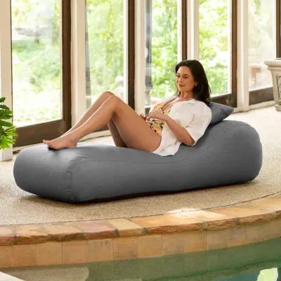 Arlo Outdoor Bean Bag Sun Lounger - Pool and Patio Chaise Bean Bag Lounger, Petal