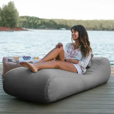 Arlo Outdoor Bean Bag Sun Lounger - Pool and Patio Chaise Bean Bag Lounger, Petal