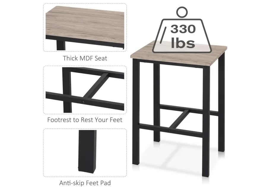 Industrial Dining Set: 5-Piece Natural Wood Table with Stools