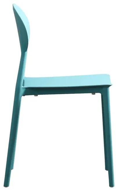 Corie Outdoor Patio Chair Set of 2, Midcentury Modern Style, Teal Blue