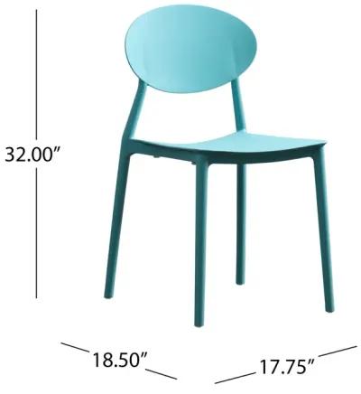 Corie Outdoor Patio Chair Set of 2, Midcentury Modern Style, Teal Blue