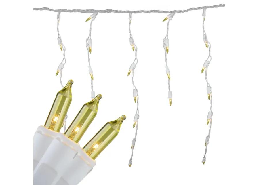 Set of 100 Yellow Mini Icicle Christmas Lights - 7.8ft White Wire