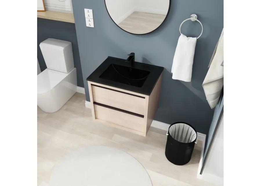 24" Bathroom Vanity, With Black Ceramic Sink And 2 Soft Close Drawers(Bva02524Plo-G-Bl9060Bk)W1286S