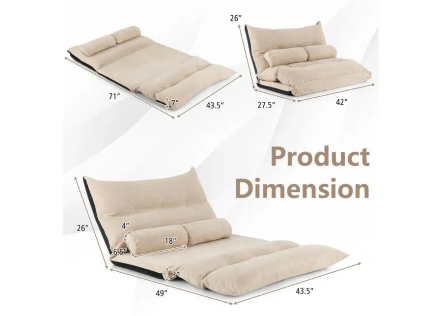 Adjustable Floor Sofa Bed with 2 Lumbar Pillows